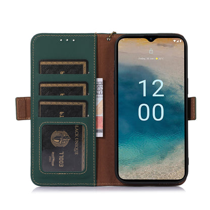 RFID Blocking Genuine Cow Leather Case for Nokia XR21, Wallet Stand Full Protection Phone Cover