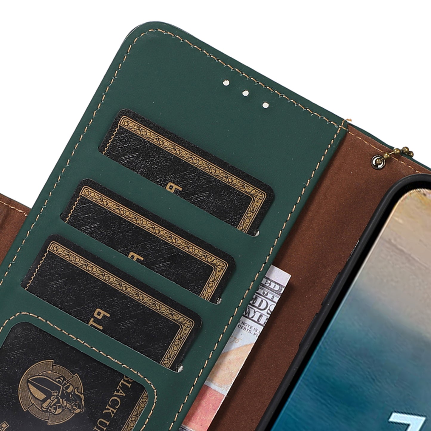 RFID Blocking Genuine Cow Leather Case for Nokia XR21, Wallet Stand Full Protection Phone Cover