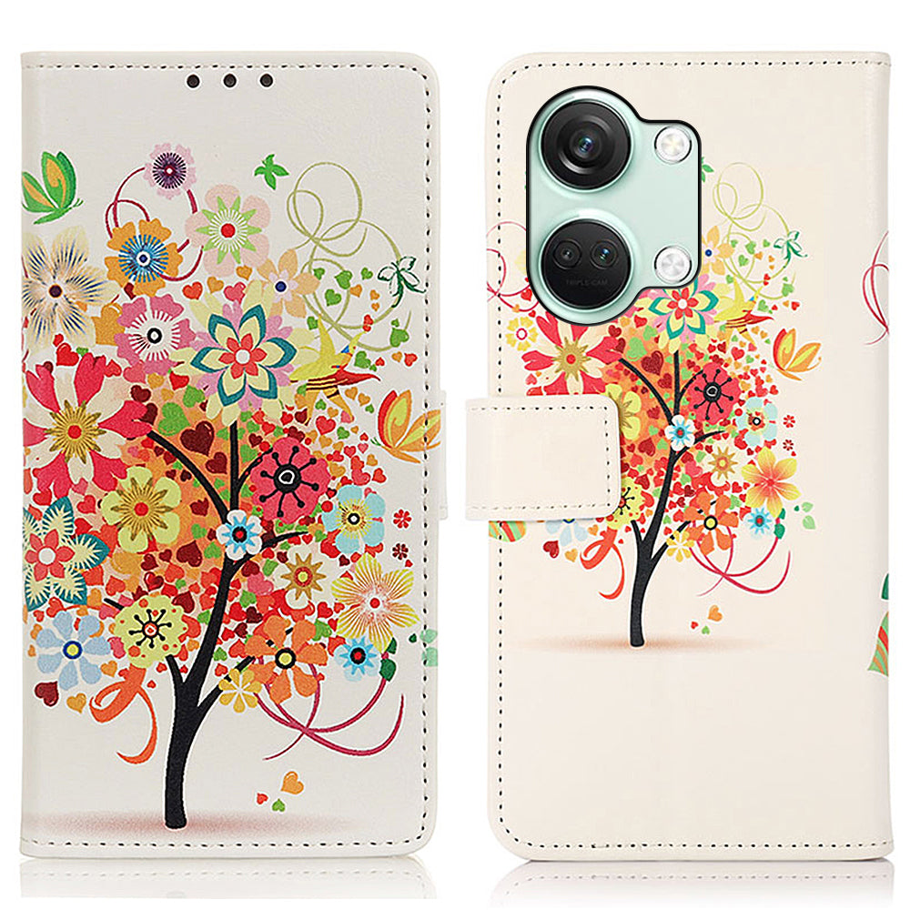 PU Leather Case for OnePlus Nord 3 5G / Ace 2V , Pattern Printing Phone Cover with Stand Wallet