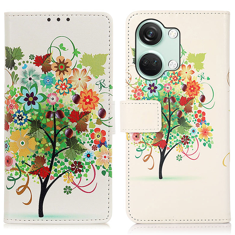 PU Leather Case for OnePlus Nord 3 5G / Ace 2V , Pattern Printing Phone Cover with Stand Wallet