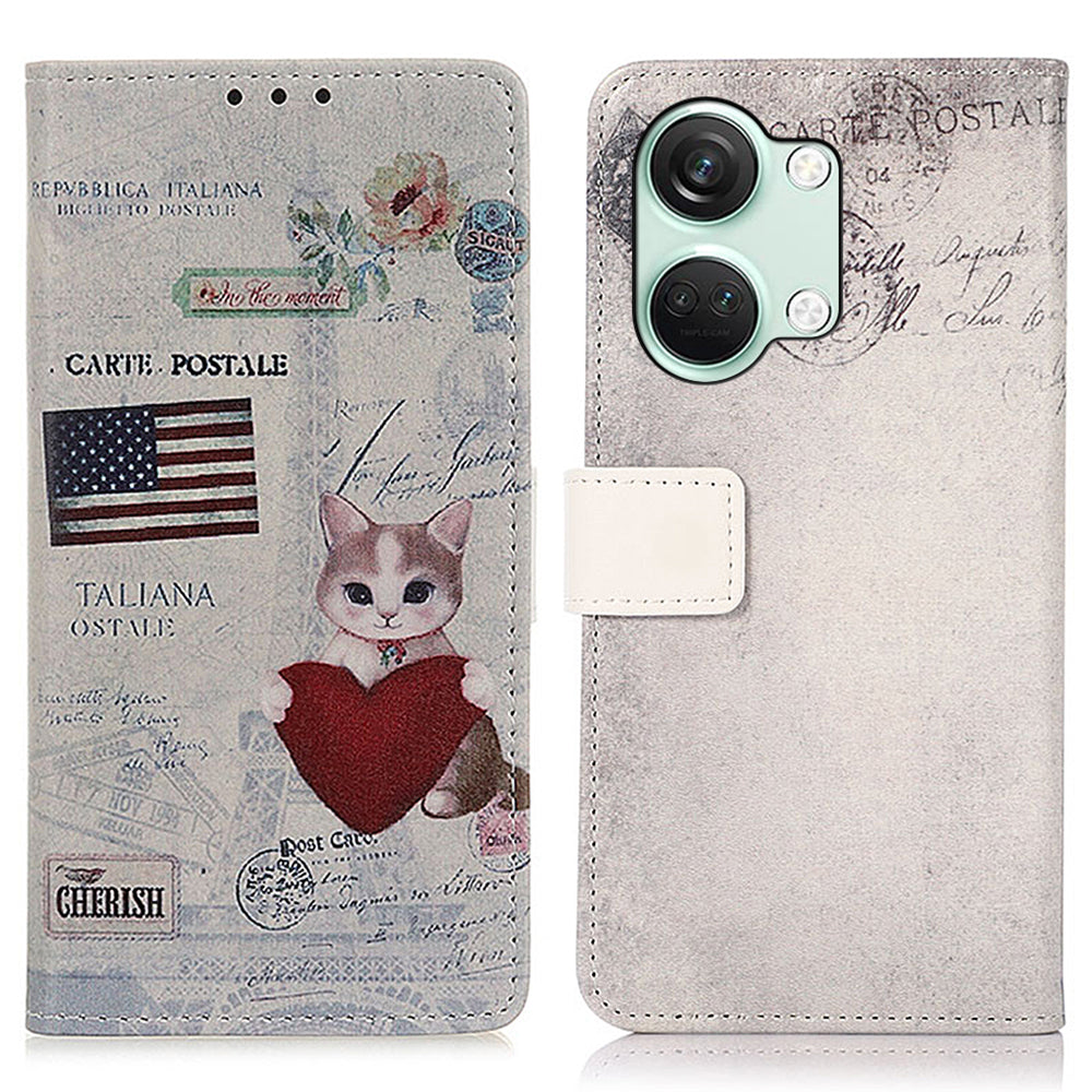 PU Leather Case for OnePlus Nord 3 5G / Ace 2V , Pattern Printing Phone Cover with Stand Wallet