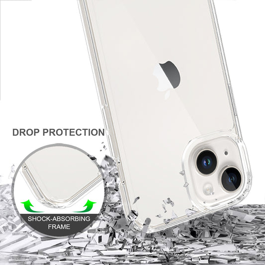 For iPhone 15 HD Clear Design Acrylic+TPU Hybrid Phone Case Cover Anti-Scratch Smartphone Shell