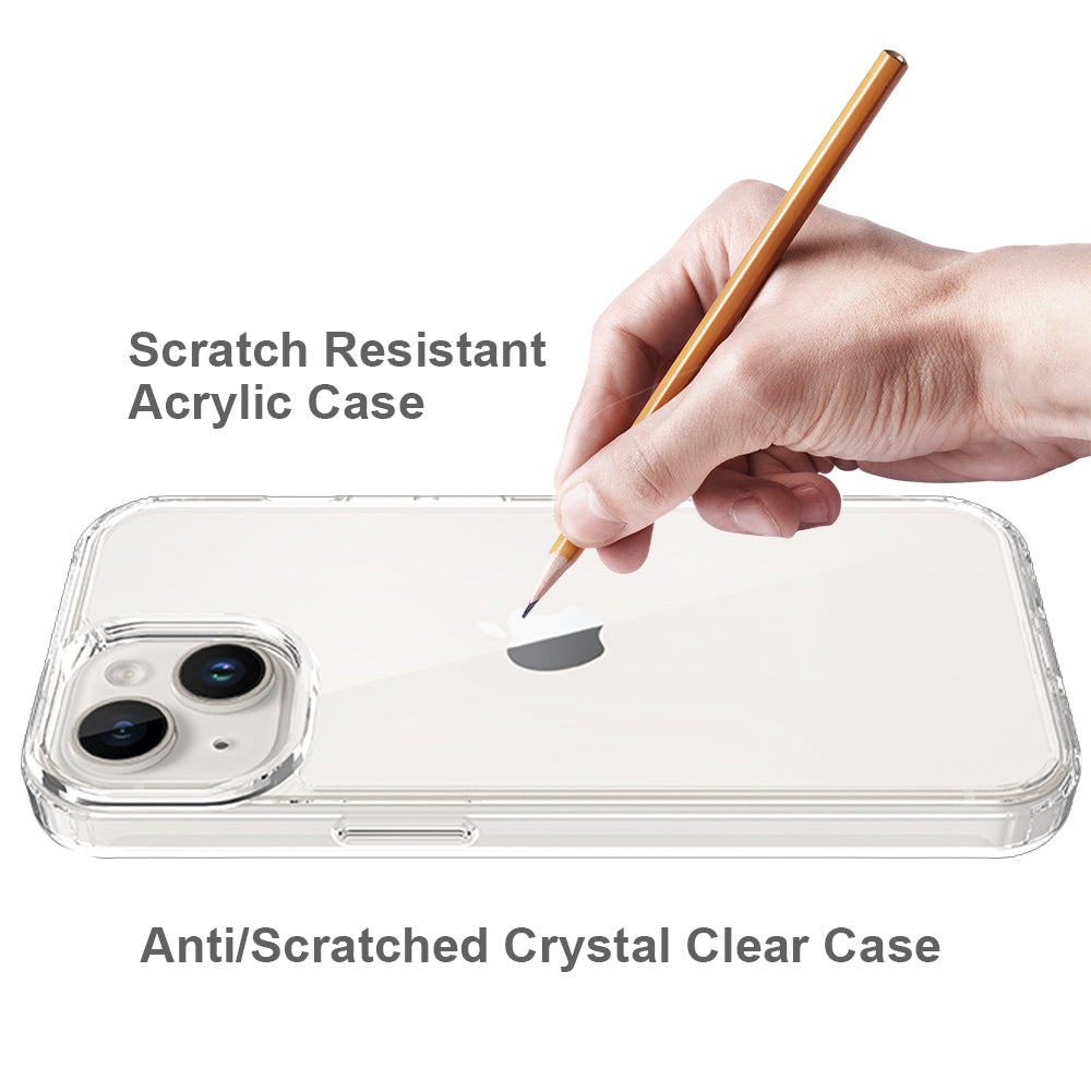 For iPhone 15 HD Clear Design Acrylic+TPU Hybrid Phone Case Cover Anti-Scratch Smartphone Shell