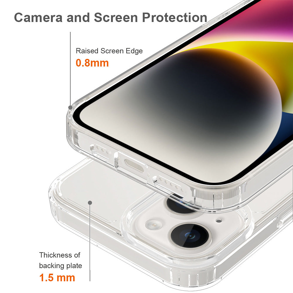 For iPhone 15 HD Clear Design Acrylic+TPU Hybrid Phone Case Cover Anti-Scratch Smartphone Shell