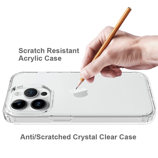 For iPhone 15 Pro Slim-Fit Hybrid Phone Cover Shell Anti-Scratch Clear Acrylic+TPU Mobile Phone Case