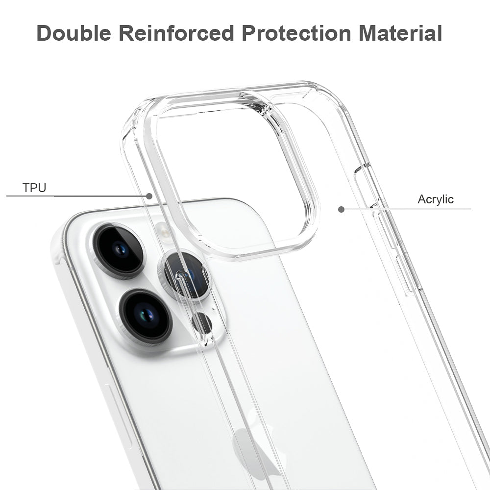For iPhone 15 Pro Slim-Fit Hybrid Phone Cover Shell Anti-Scratch Clear Acrylic+TPU Mobile Phone Case