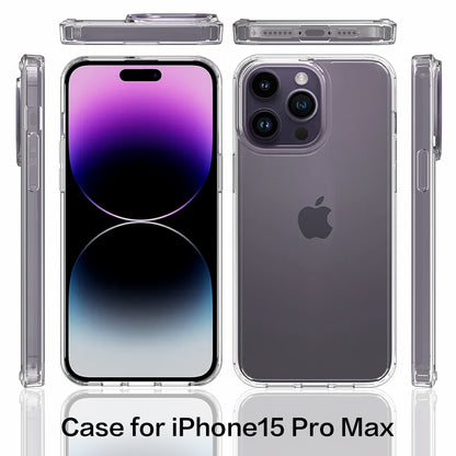 For iPhone 15 Pro Max Shockproof Acrylic+TPU Hybrid Mobile Phone Cover Clear Anti-Scratch Phone Case Shell