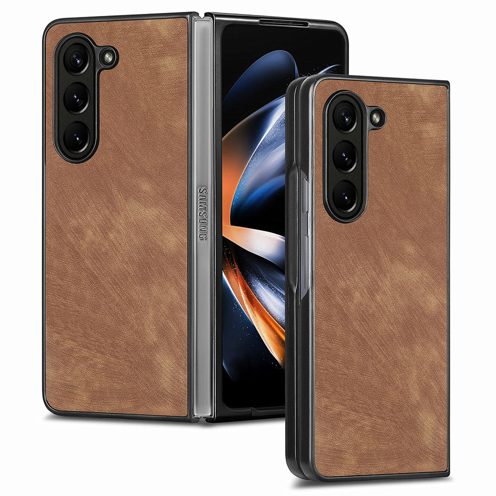 For Samsung Galaxy Z Fold5 5G Vintage PU Leather+PC Phone Case Anti-Scratch Protective Cover