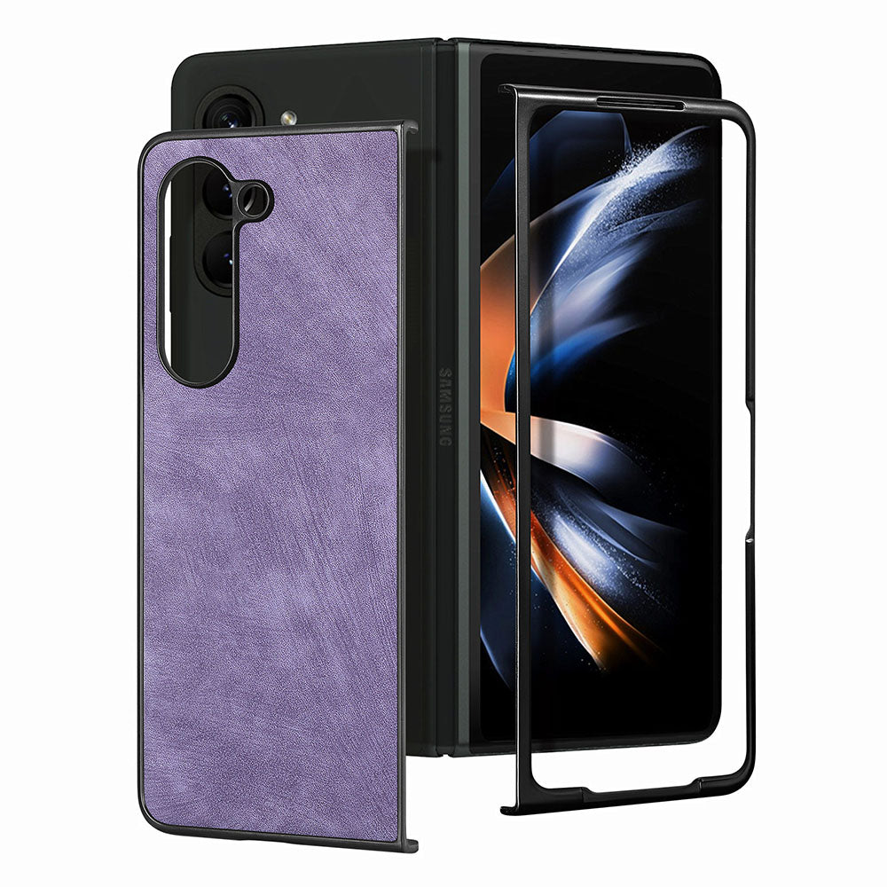 For Samsung Galaxy Z Fold5 5G Vintage PU Leather+PC Phone Case Anti-Scratch Protective Cover