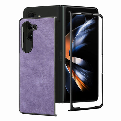 For Samsung Galaxy Z Fold5 5G Vintage PU Leather+PC Phone Case Anti-Scratch Protective Cover
