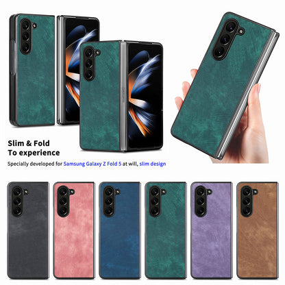 For Samsung Galaxy Z Fold5 5G Vintage PU Leather+PC Phone Case Anti-Scratch Protective Cover