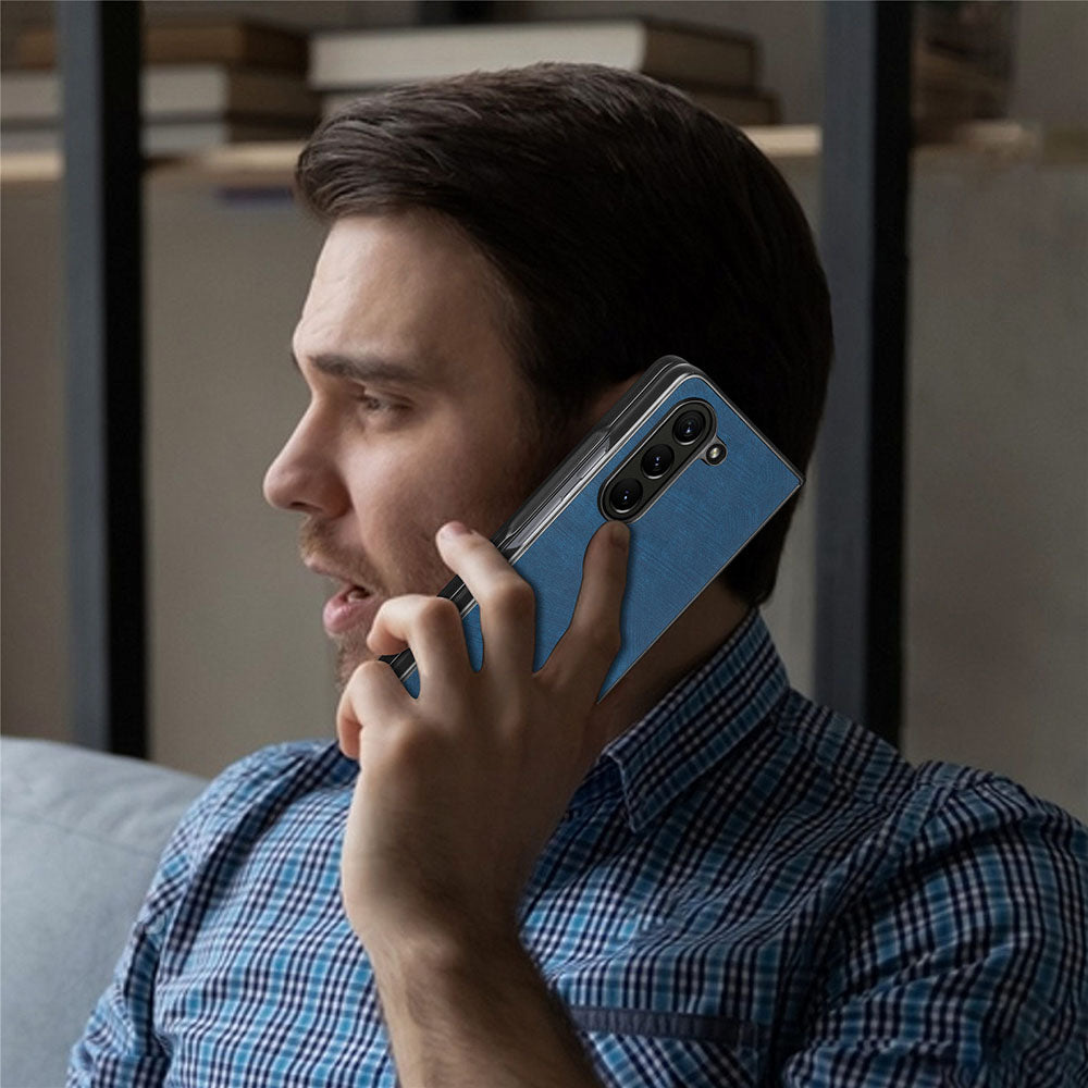 For Samsung Galaxy Z Fold5 5G Vintage PU Leather+PC Phone Case Anti-Scratch Protective Cover