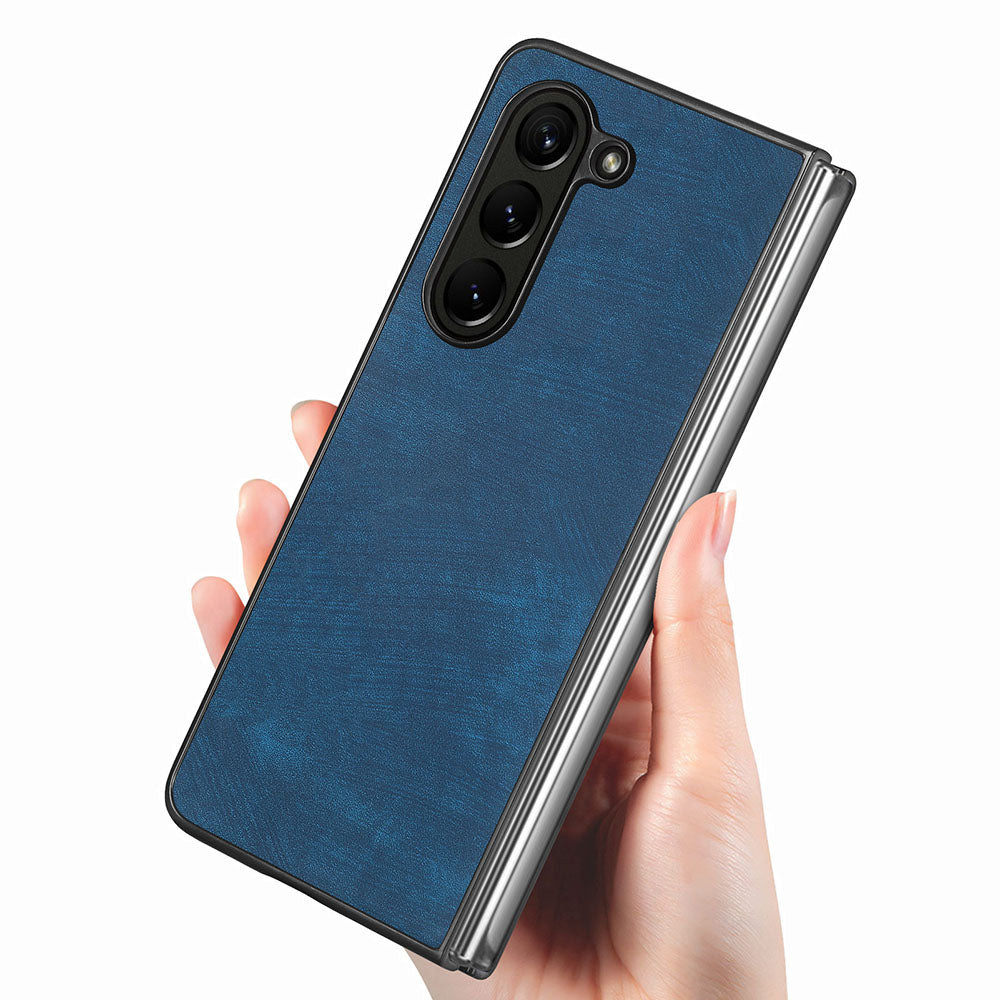 For Samsung Galaxy Z Fold5 5G Vintage PU Leather+PC Phone Case Anti-Scratch Protective Cover