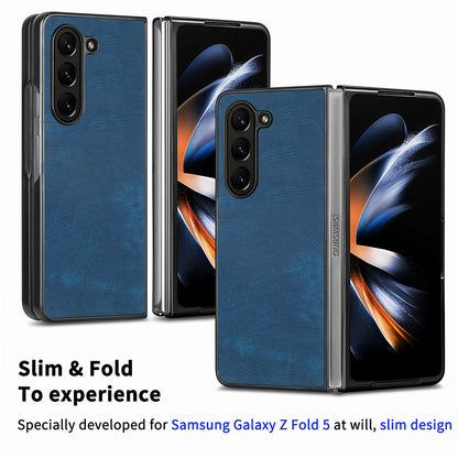 For Samsung Galaxy Z Fold5 5G Vintage PU Leather+PC Phone Case Anti-Scratch Protective Cover