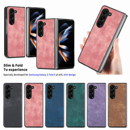 For Samsung Galaxy Z Fold5 5G Vintage PU Leather+PC Phone Case Anti-Scratch Protective Cover