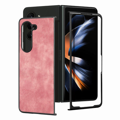 For Samsung Galaxy Z Fold5 5G Vintage PU Leather+PC Phone Case Anti-Scratch Protective Cover