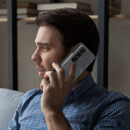 For Samsung Galaxy Z Fold5 5G Vintage PU Leather+PC Phone Case Anti-Scratch Protective Cover