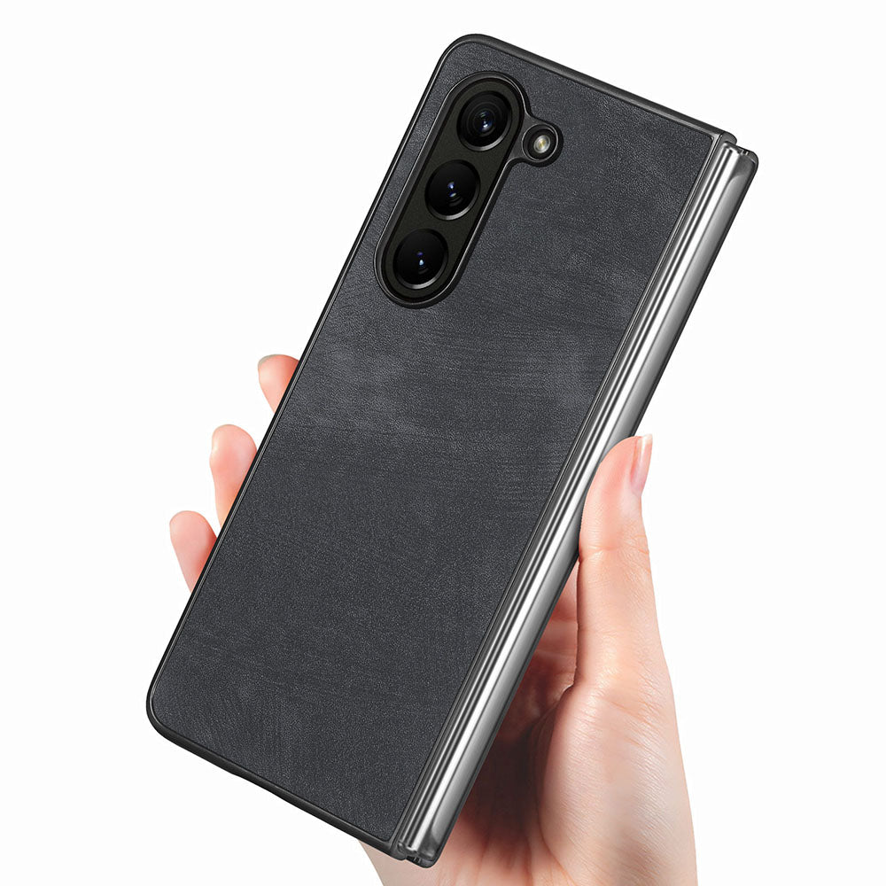 For Samsung Galaxy Z Fold5 5G Vintage PU Leather+PC Phone Case Anti-Scratch Protective Cover