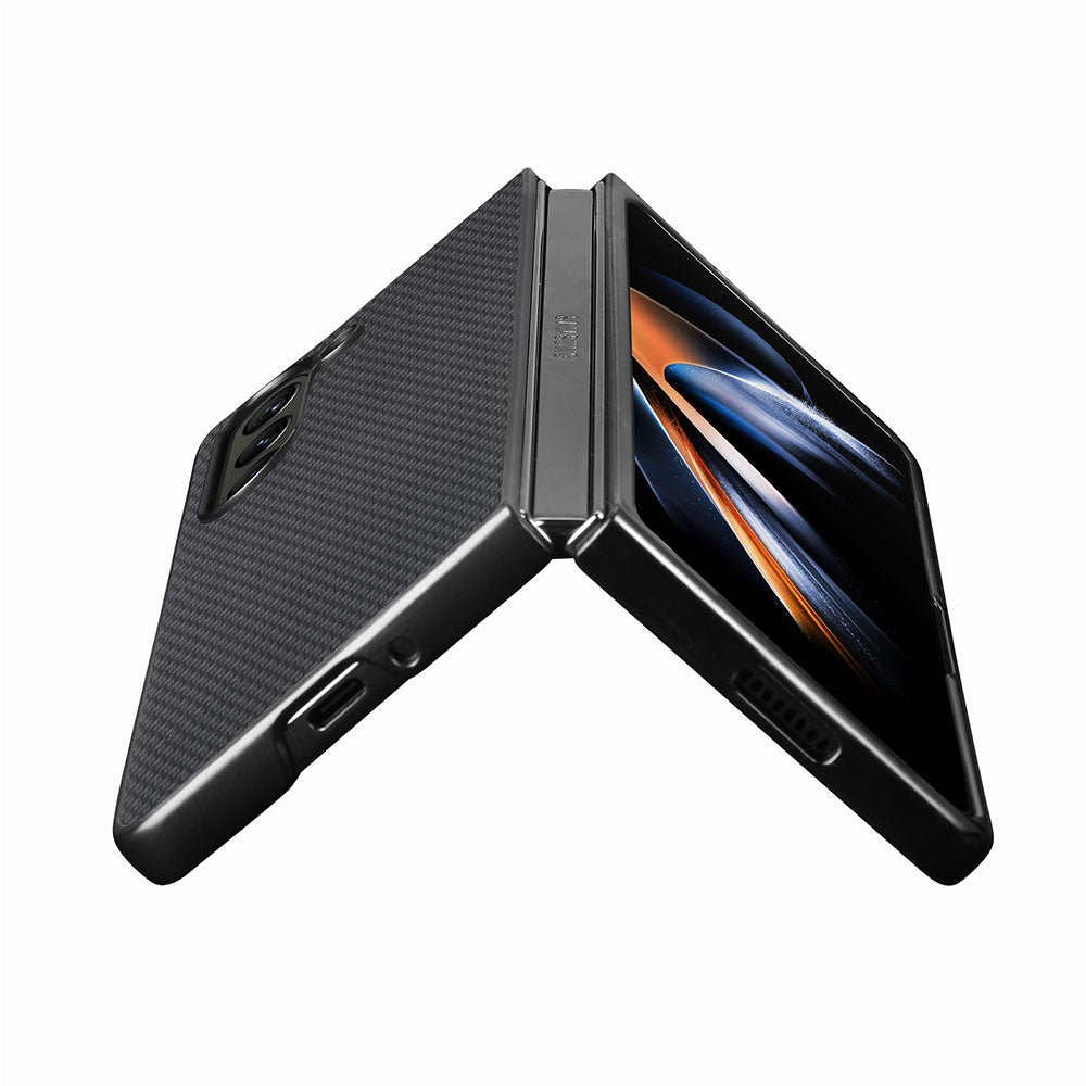 For Samsung Galaxy Z Fold5 5G Carbon Fiber Texture PU Leather+PC Case Precise Cutouts Phone Cover