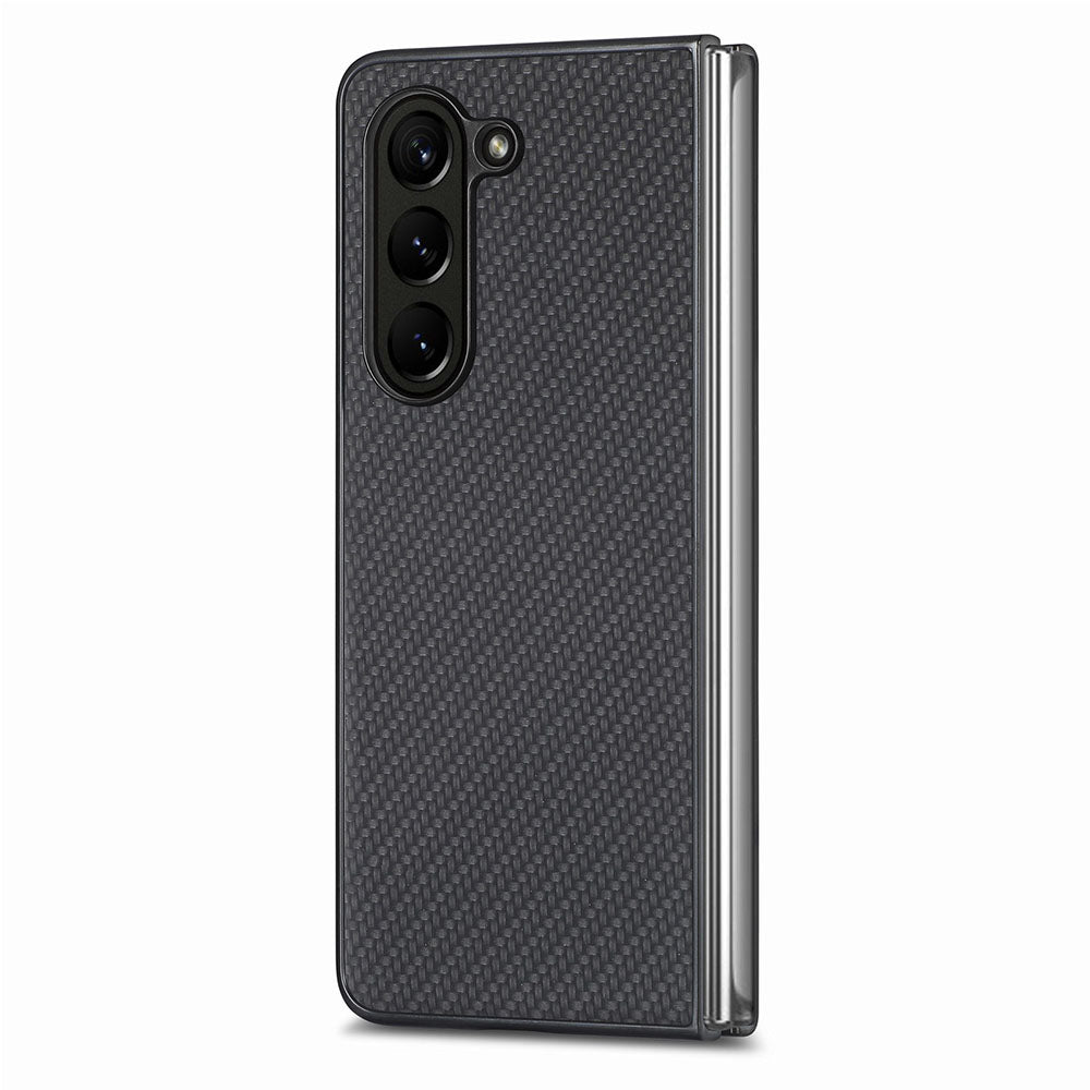 For Samsung Galaxy Z Fold5 5G Carbon Fiber Texture PU Leather+PC Case Precise Cutouts Phone Cover