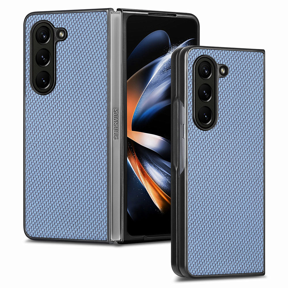 For Samsung Galaxy Z Fold5 5G Carbon Fiber Texture PU Leather+PC Case Precise Cutouts Phone Cover