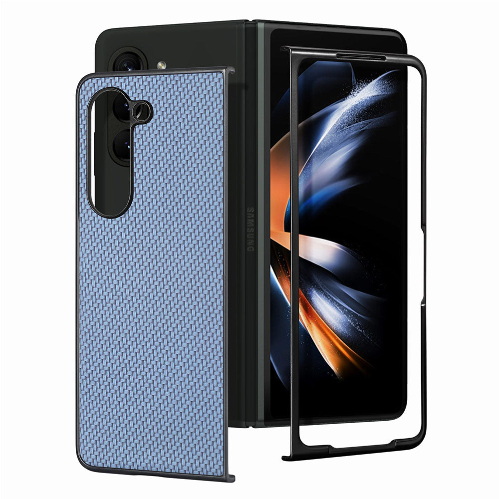 For Samsung Galaxy Z Fold5 5G Carbon Fiber Texture PU Leather+PC Case Precise Cutouts Phone Cover