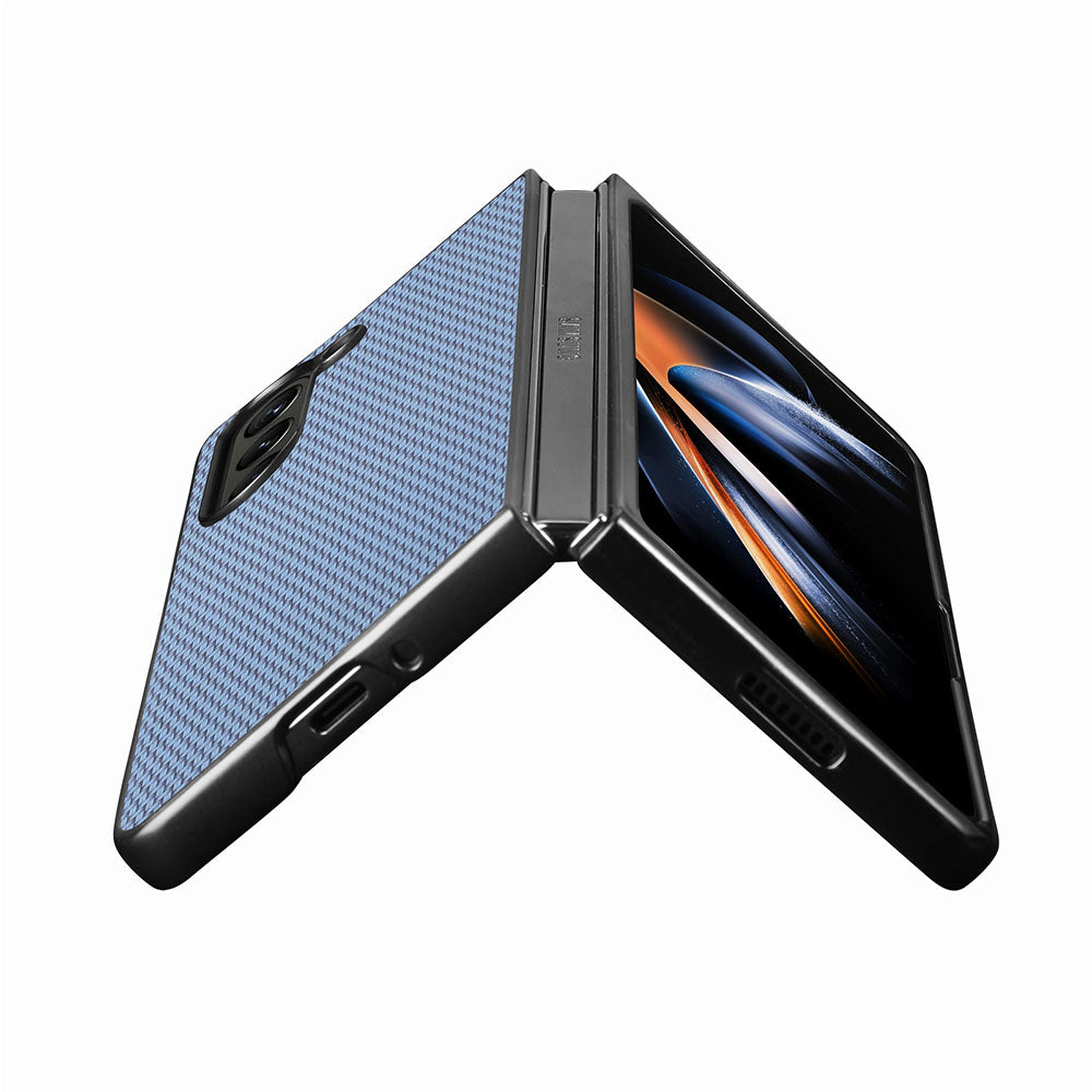 For Samsung Galaxy Z Fold5 5G Carbon Fiber Texture PU Leather+PC Case Precise Cutouts Phone Cover