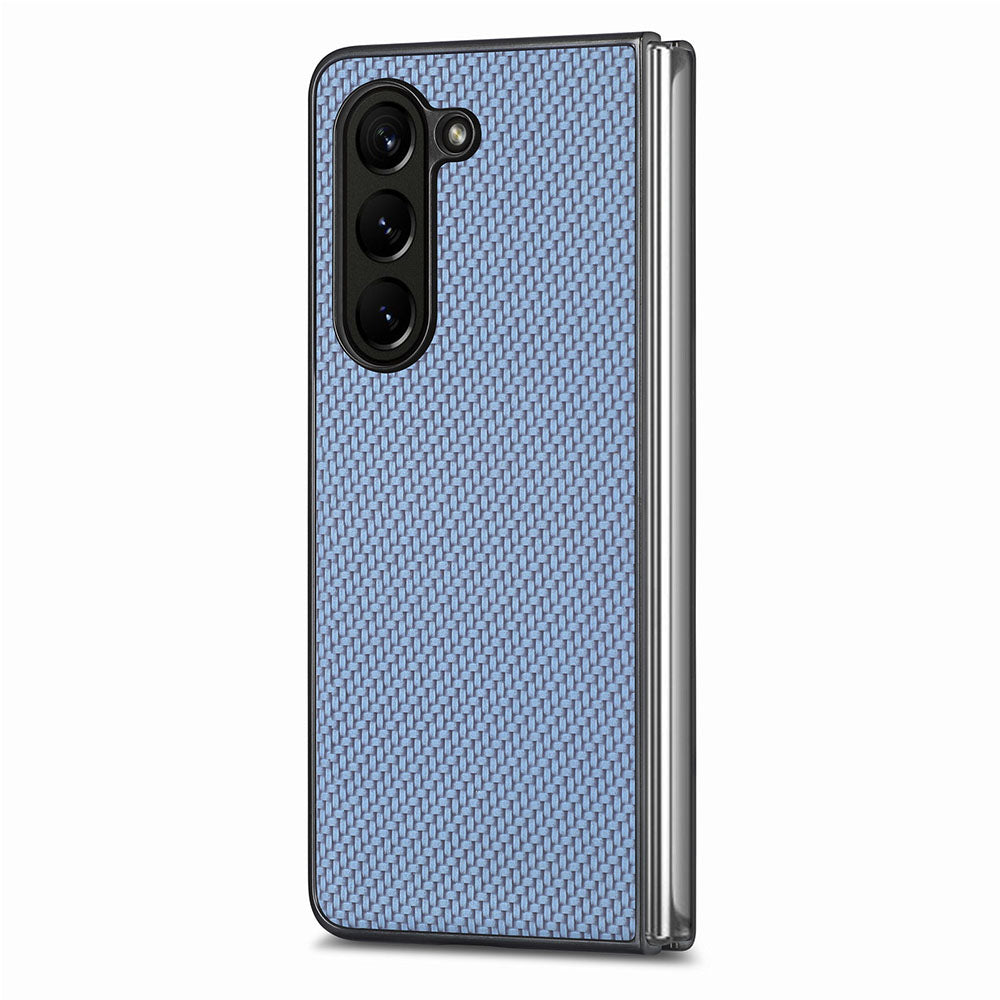 For Samsung Galaxy Z Fold5 5G Carbon Fiber Texture PU Leather+PC Case Precise Cutouts Phone Cover