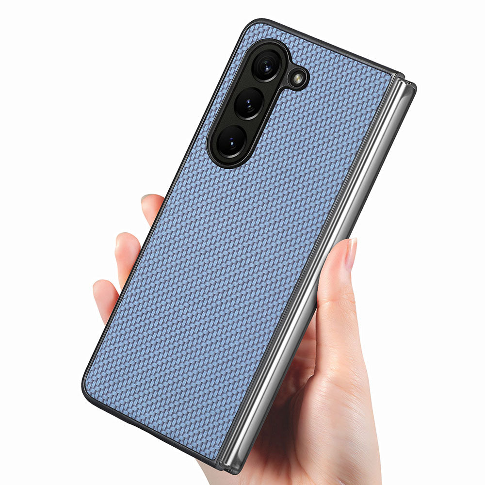 For Samsung Galaxy Z Fold5 5G Carbon Fiber Texture PU Leather+PC Case Precise Cutouts Phone Cover