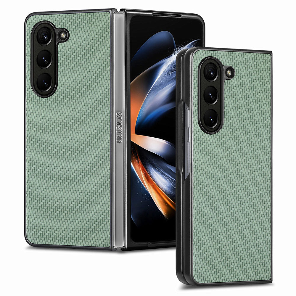For Samsung Galaxy Z Fold5 5G Carbon Fiber Texture PU Leather+PC Case Precise Cutouts Phone Cover