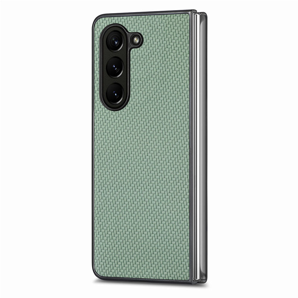 For Samsung Galaxy Z Fold5 5G Carbon Fiber Texture PU Leather+PC Case Precise Cutouts Phone Cover