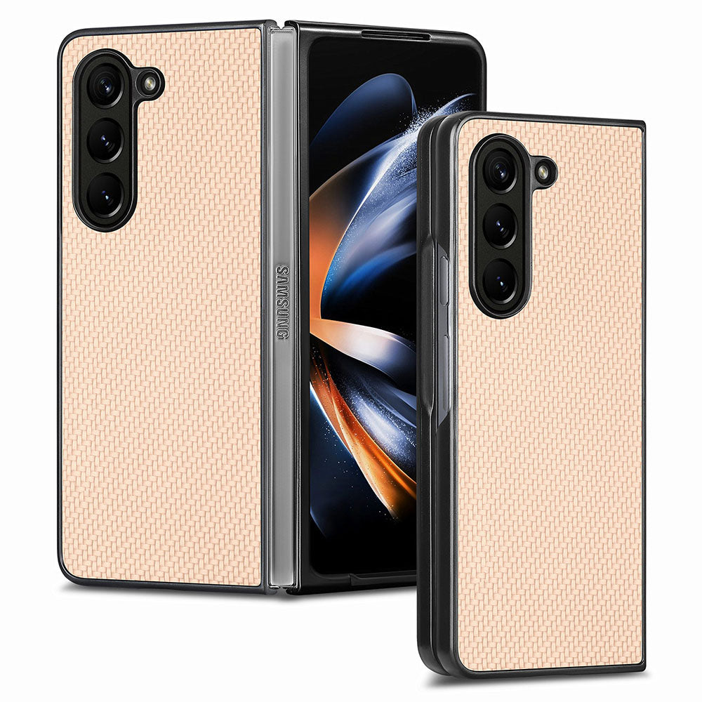For Samsung Galaxy Z Fold5 5G Carbon Fiber Texture PU Leather+PC Case Precise Cutouts Phone Cover