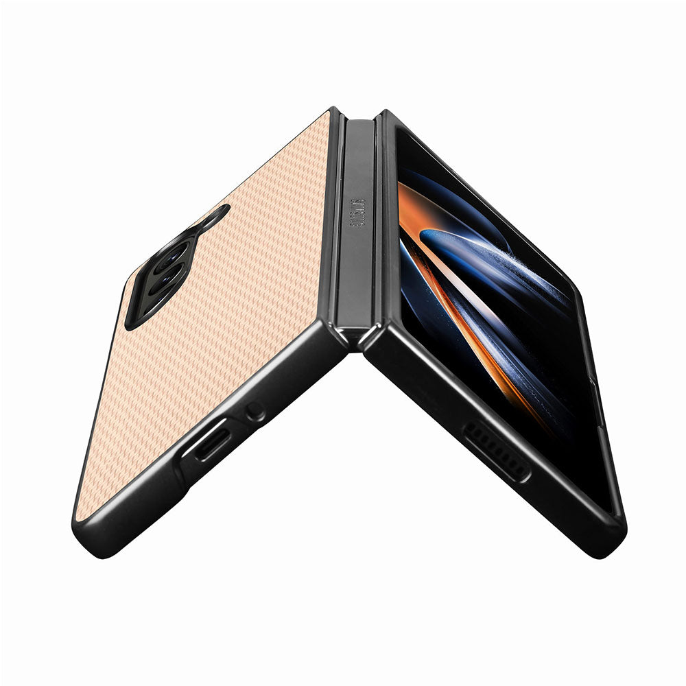 For Samsung Galaxy Z Fold5 5G Carbon Fiber Texture PU Leather+PC Case Precise Cutouts Phone Cover