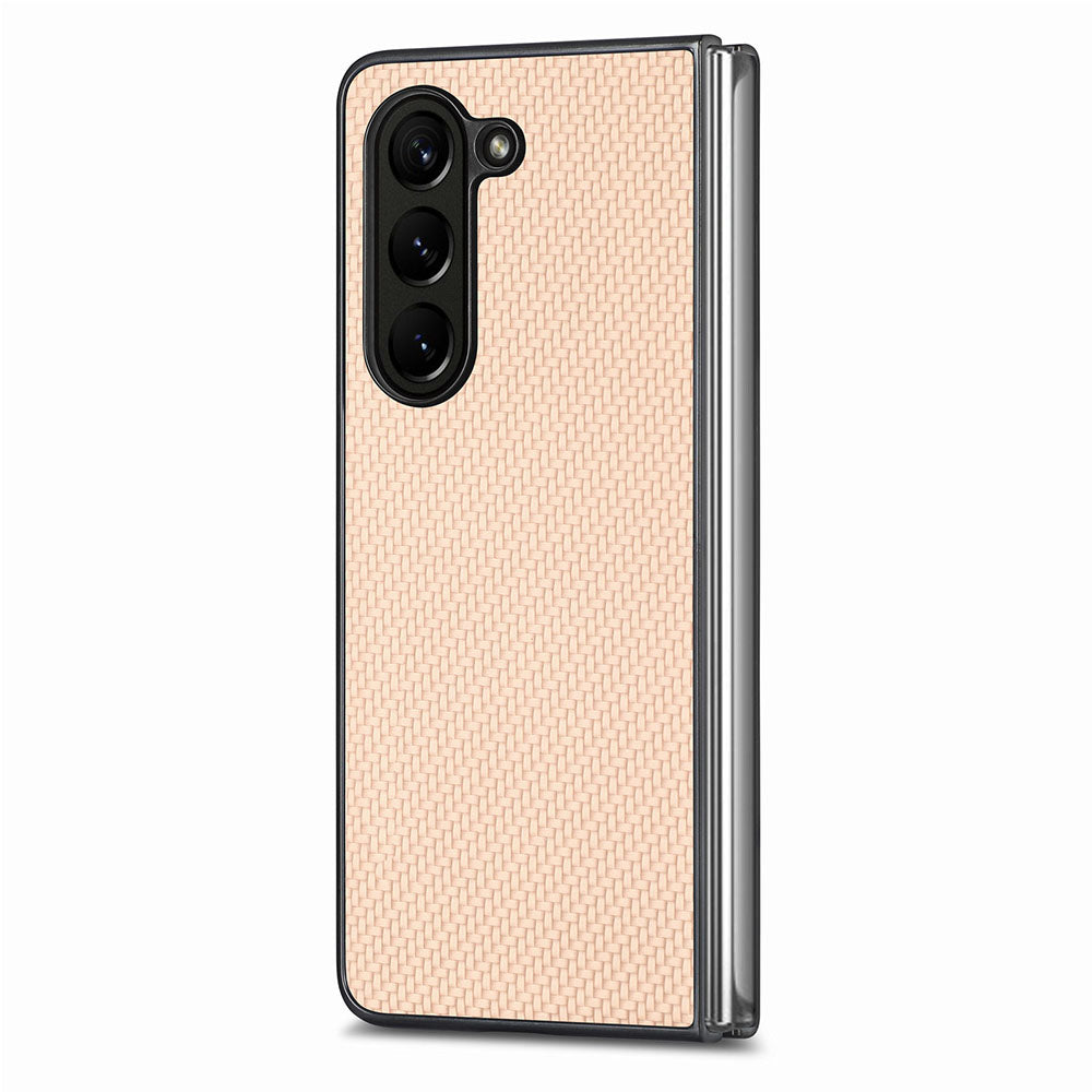 For Samsung Galaxy Z Fold5 5G Carbon Fiber Texture PU Leather+PC Case Precise Cutouts Phone Cover