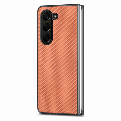 For Samsung Galaxy Z Fold5 5G Carbon Fiber Texture PU Leather+PC Case Precise Cutouts Phone Cover
