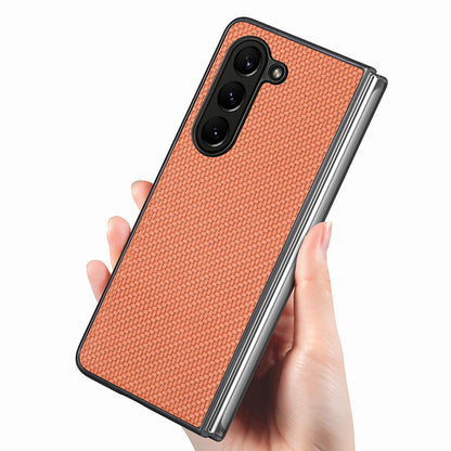 For Samsung Galaxy Z Fold5 5G Carbon Fiber Texture PU Leather+PC Case Precise Cutouts Phone Cover