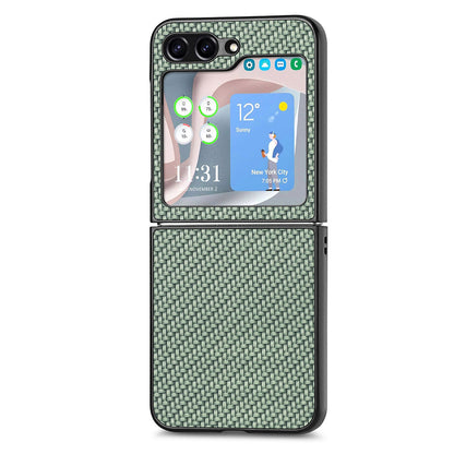 Carbon Fiber Texture PU Leather PC Cover for Samsung Galaxy Z Flip5 5G Precise Cutouts Anti-Drop Phone Case