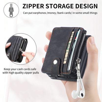 Protective Wallet Case for Samsung Galaxy Z Flip5 5G Retro PU Leather PC Phone Cover with Kickstand