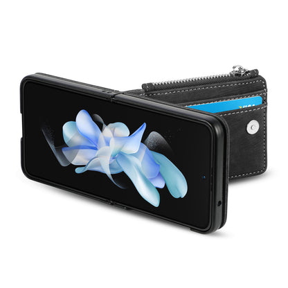 Protective Wallet Case for Samsung Galaxy Z Flip5 5G Retro PU Leather PC Phone Cover with Kickstand