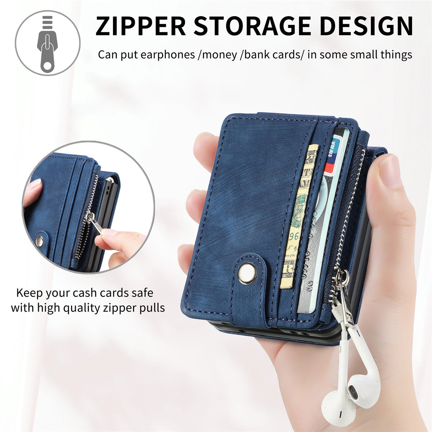 Protective Wallet Case for Samsung Galaxy Z Flip5 5G Retro PU Leather PC Phone Cover with Kickstand