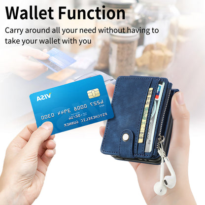 Protective Wallet Case for Samsung Galaxy Z Flip5 5G Retro PU Leather PC Phone Cover with Kickstand