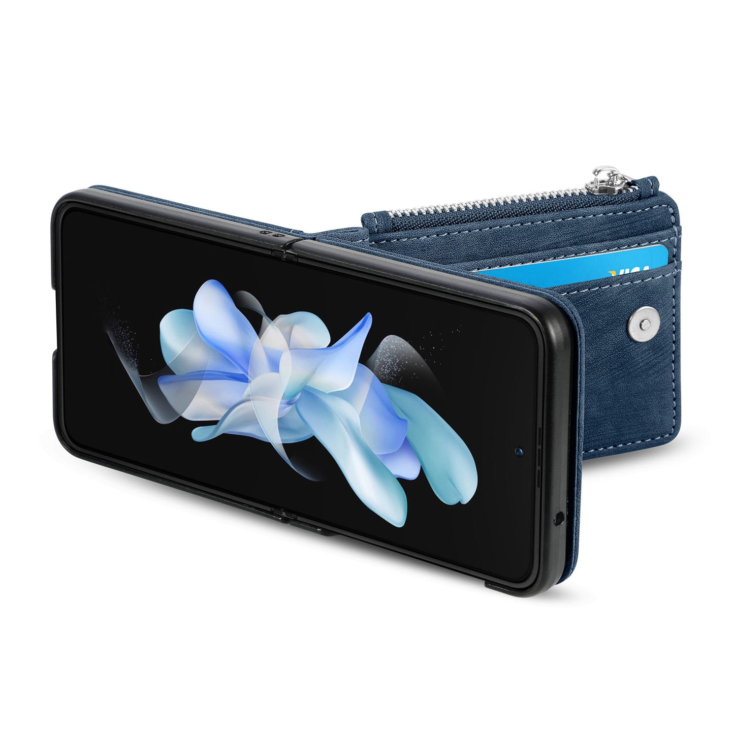 Protective Wallet Case for Samsung Galaxy Z Flip5 5G Retro PU Leather PC Phone Cover with Kickstand