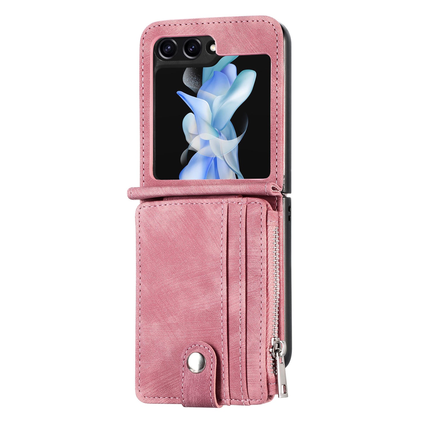 Protective Wallet Case for Samsung Galaxy Z Flip5 5G Retro PU Leather PC Phone Cover with Kickstand