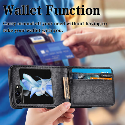 Wallet Phone Case for Samsung Galaxy Z Flip5 5G Anti-Drop PU Leather PC Phone Shell