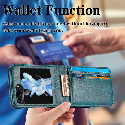 Wallet Phone Case for Samsung Galaxy Z Flip5 5G Anti-Drop PU Leather PC Phone Shell