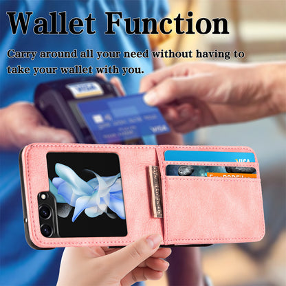 Wallet Phone Case for Samsung Galaxy Z Flip5 5G Anti-Drop PU Leather PC Phone Shell