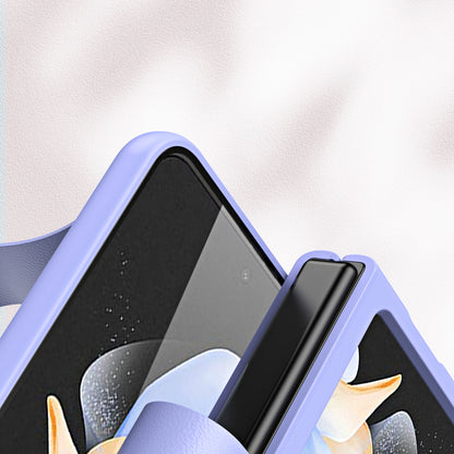 Slim Case for Samsung Galaxy Z Flip5 5G Protective PU Leather PC Phone Cover with Finger Strap