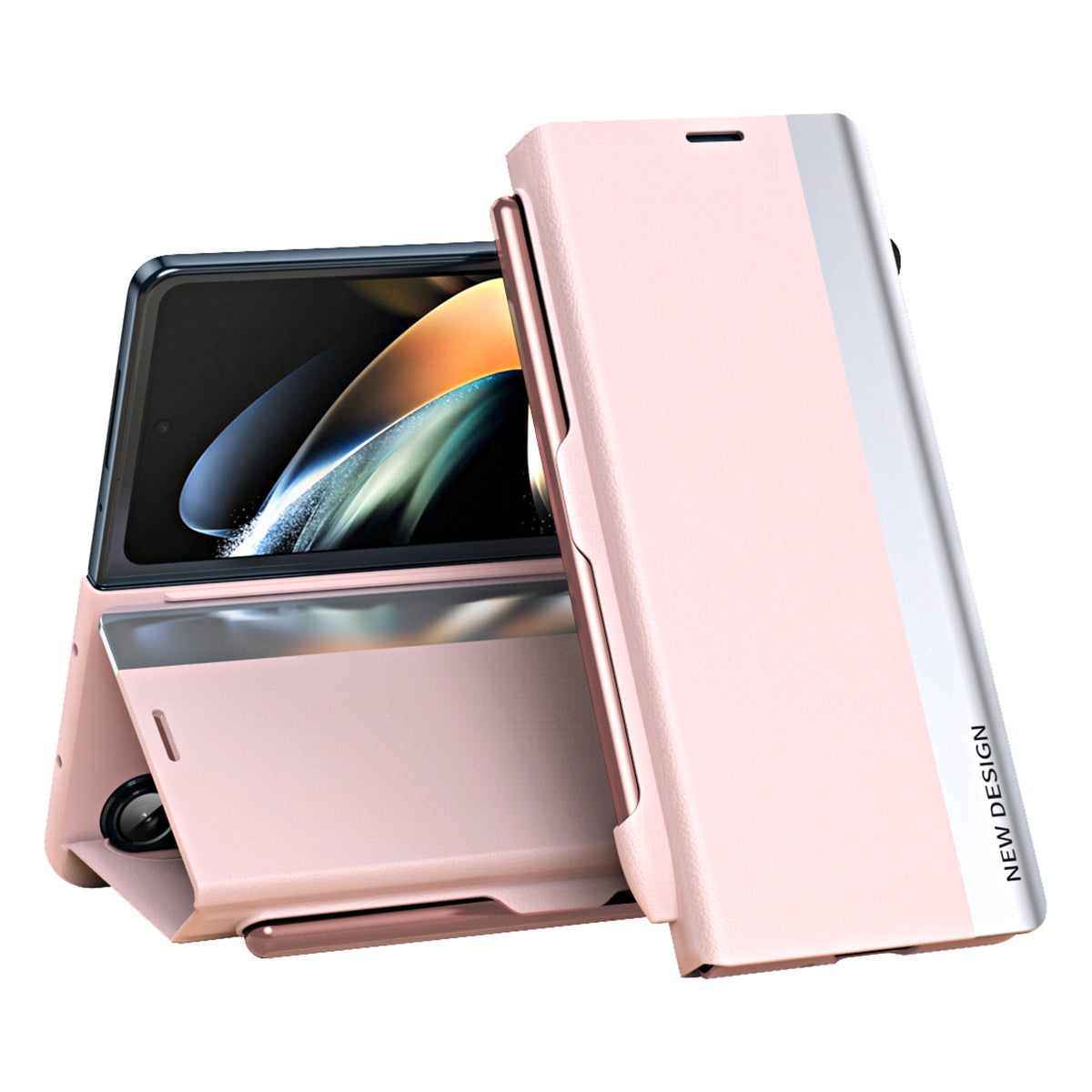 For Samsung Galaxy Z Fold5 5G Shockproof Case PU Leather+PC Phone Cover with Pencil