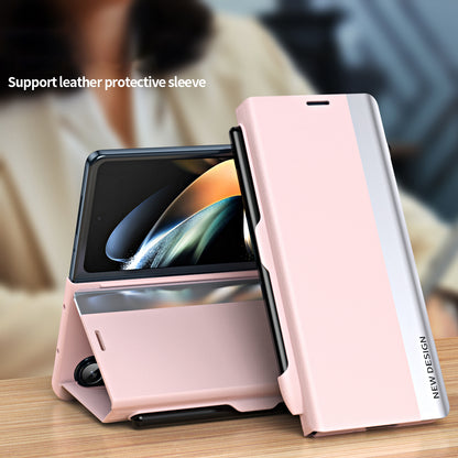 For Samsung Galaxy Z Fold5 5G Shockproof Case PU Leather+PC Phone Cover with Pencil