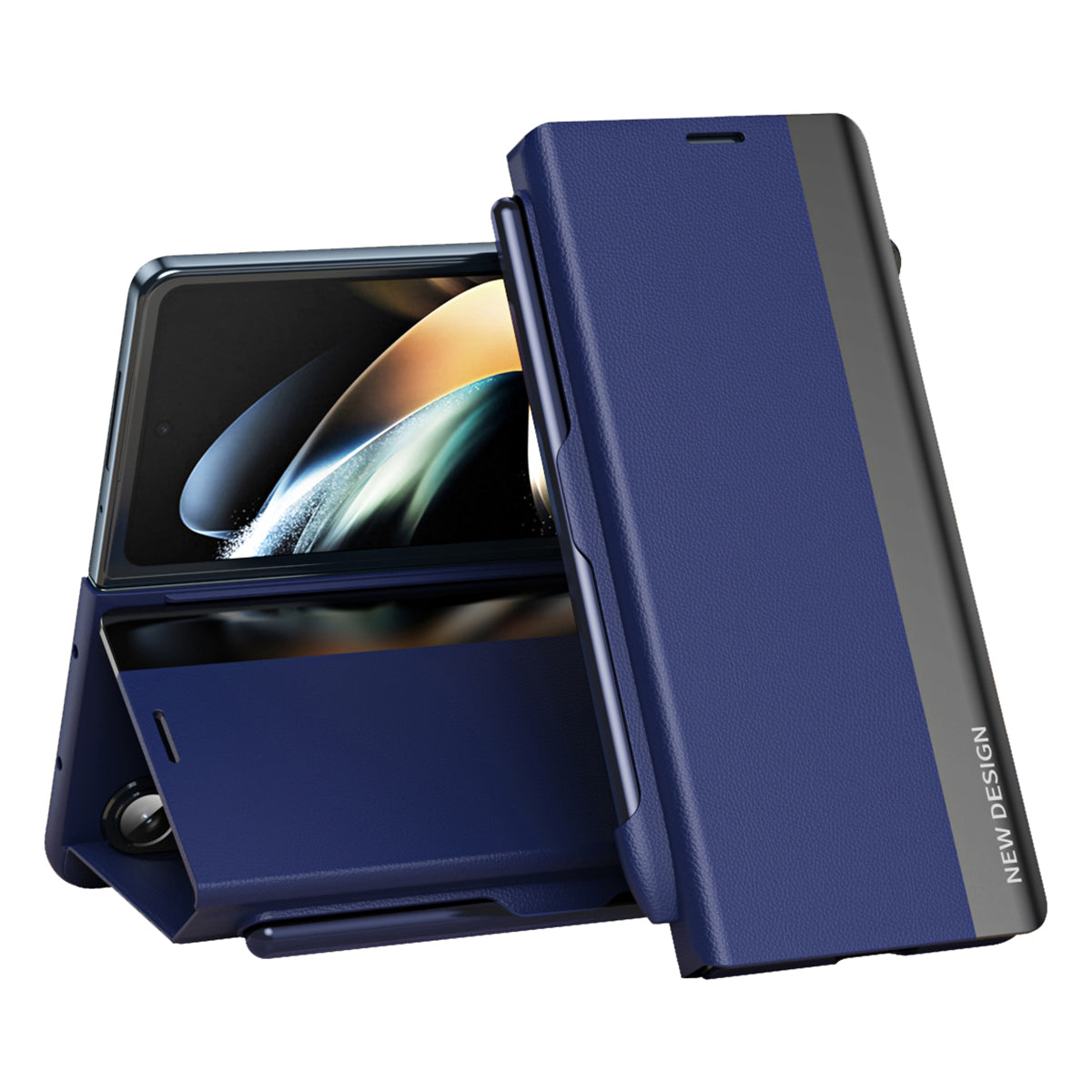 For Samsung Galaxy Z Fold5 5G Shockproof Case PU Leather+PC Phone Cover with Pencil